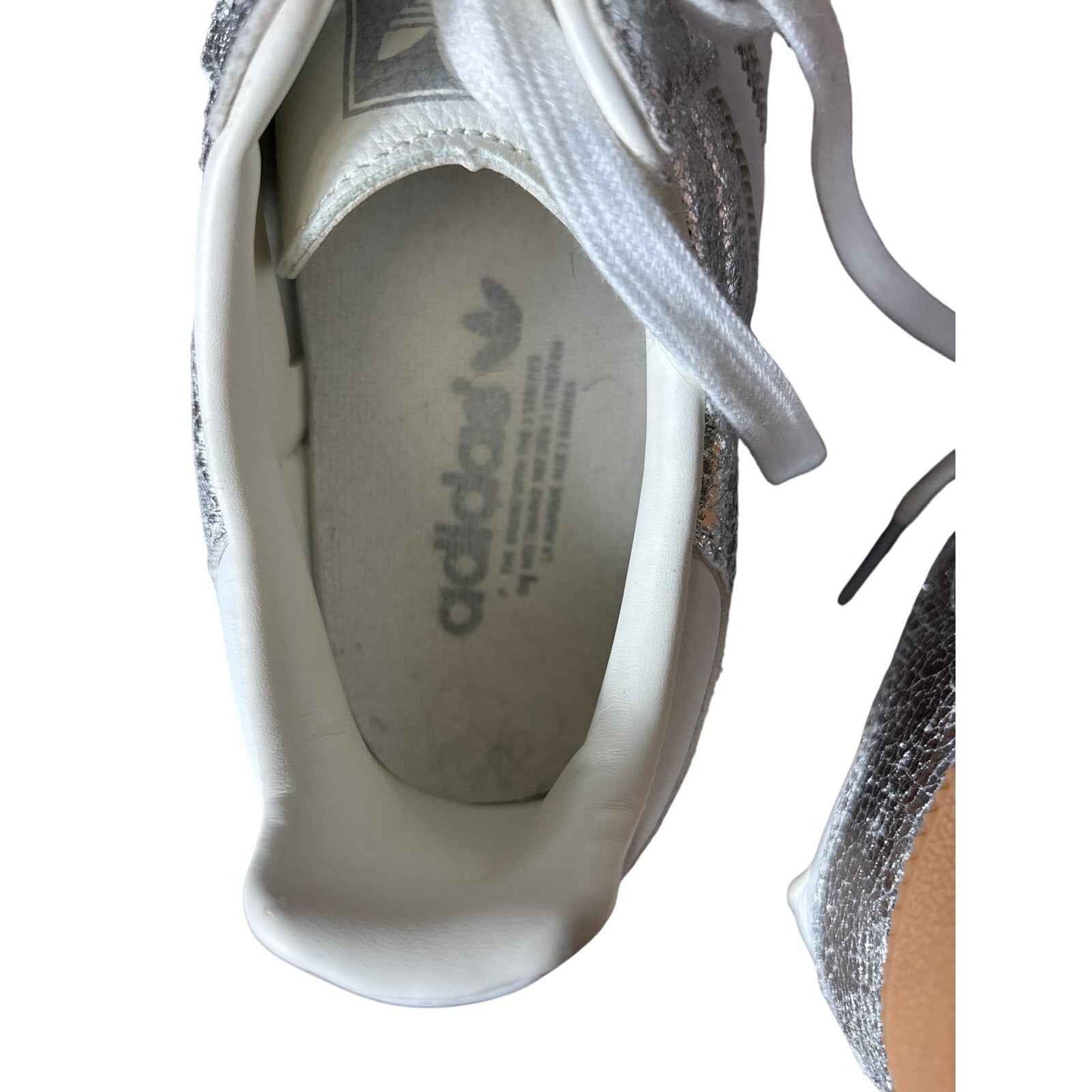 Adidas Meltalic Silver Lace Up Fashion Tennis Shoe Sz 8.5