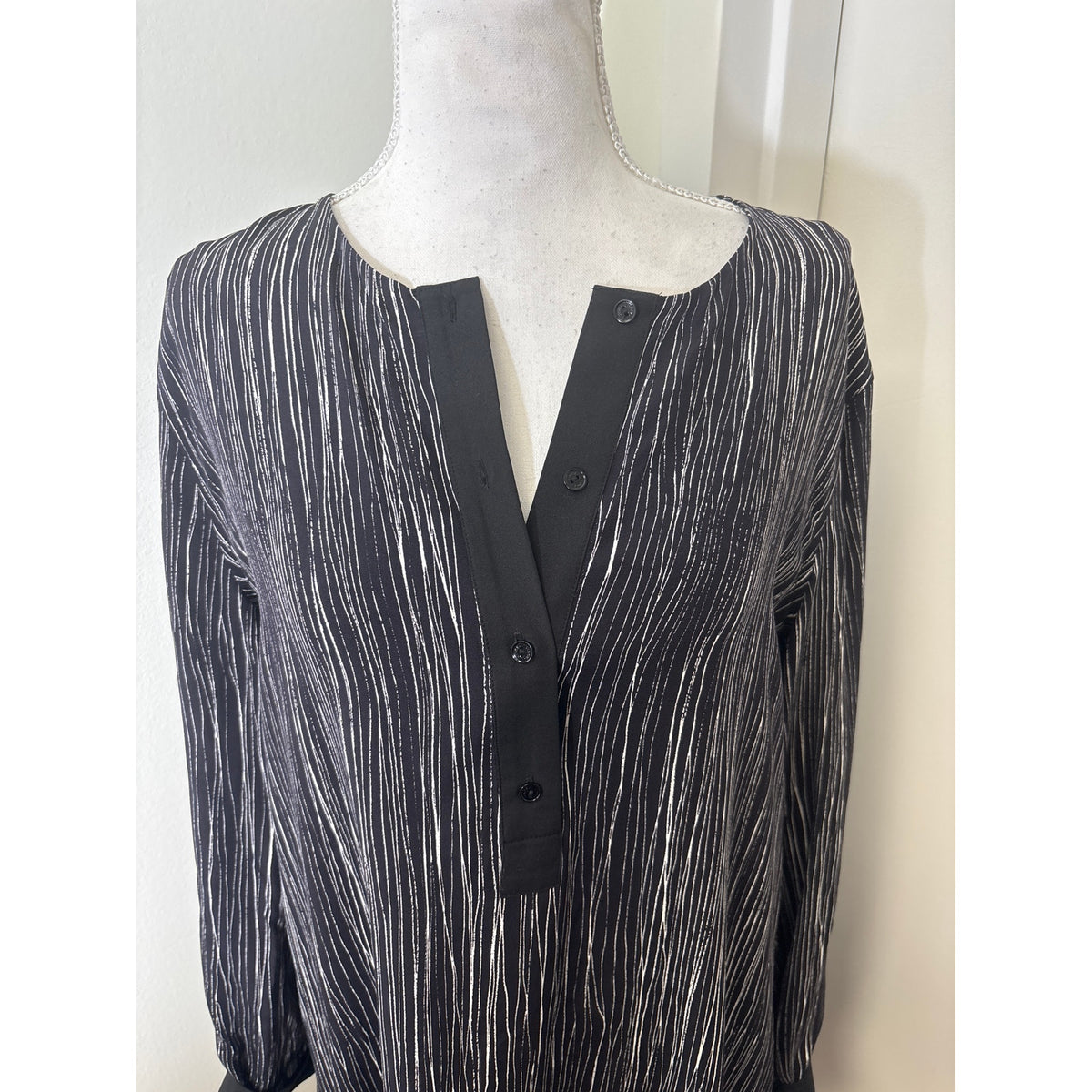 Vince Black and White Lines Shift Dress Sz L