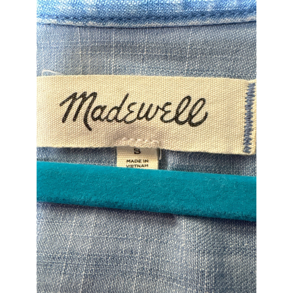 Madewell Chambray Short Sleeve Front Tie Shirt Sz S