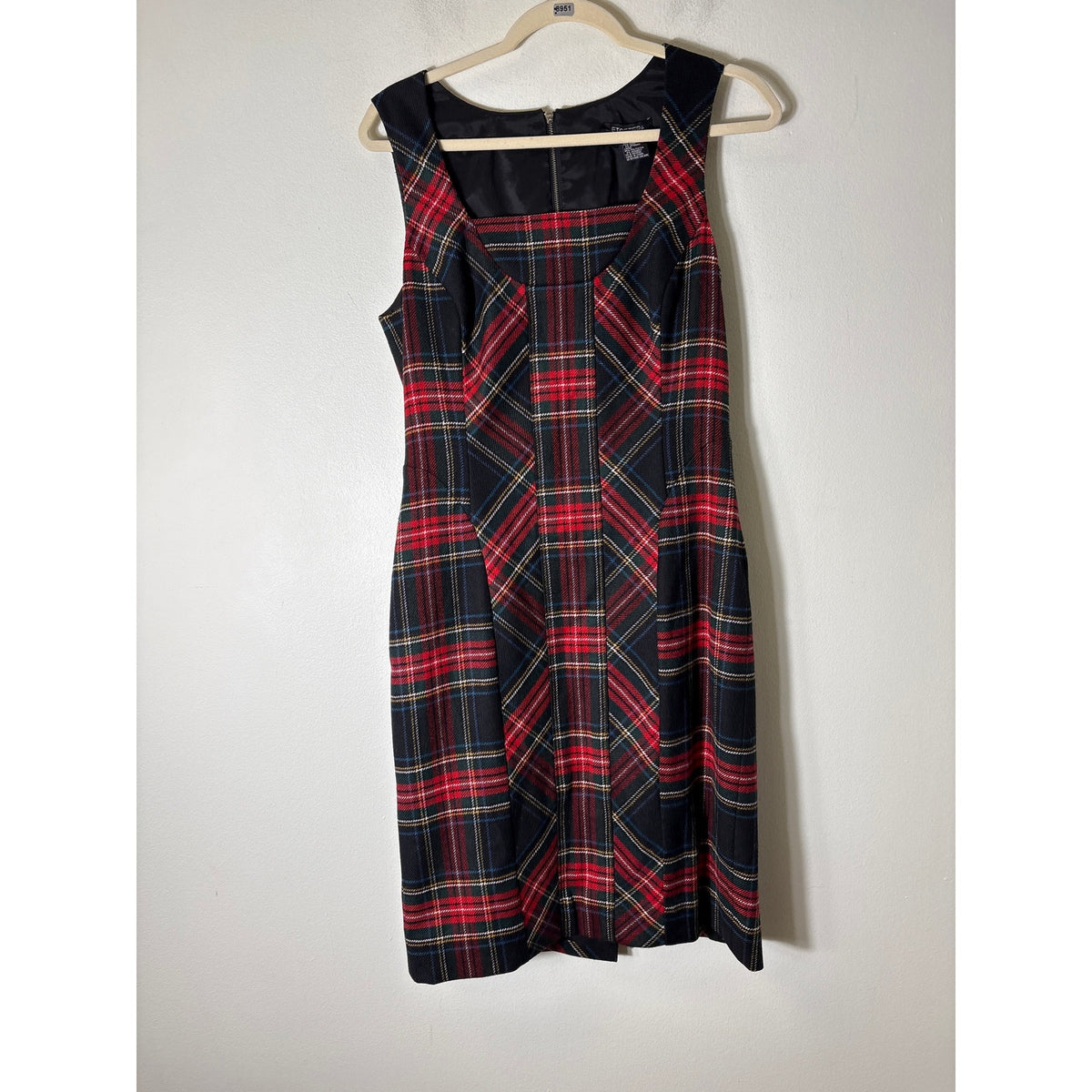 Etcetera Red Plaid Sleeveless Wool Blend Midi Dress Sz 8
