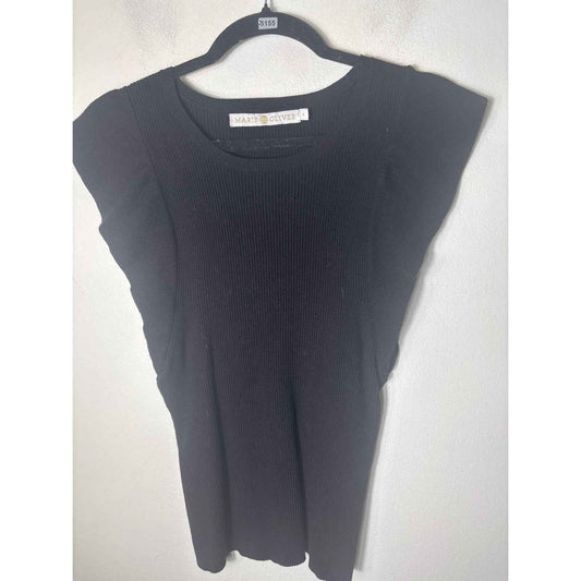 Marie Oliver Black Short Sleeve Ribbed Sweater Top sz S