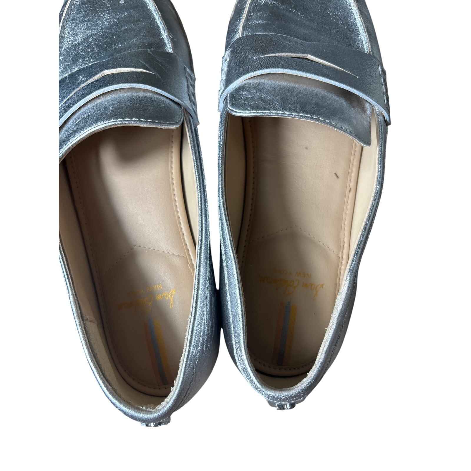 Sam Edelman Silver Metallic Espadrille Penny Loafer Sz 8