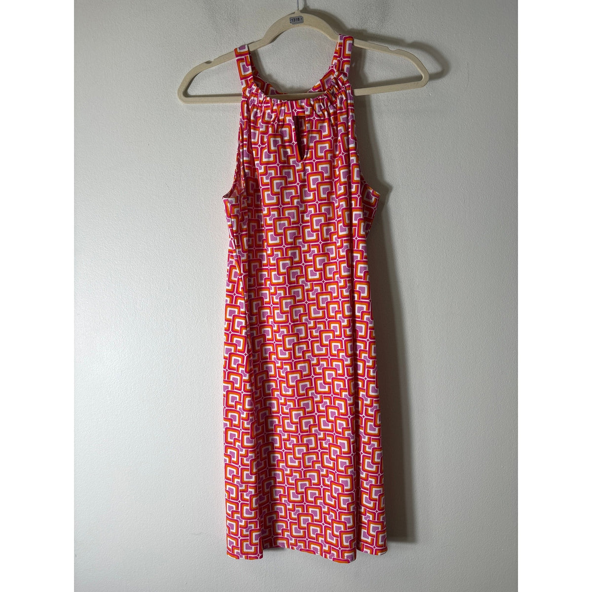 Jude Connally Pink and Orange Geometric Dress Sz M