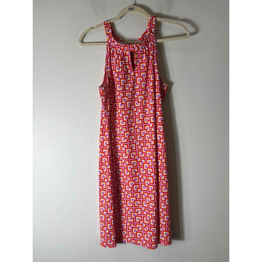 Jude Connally Pink and Orange Geometric Dress Sz M