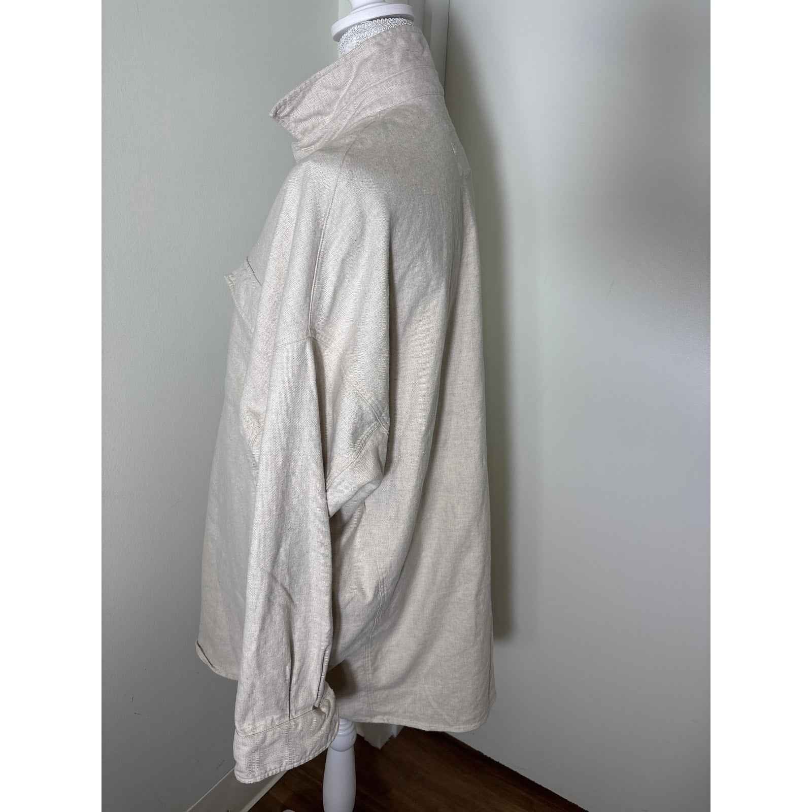 Frank & Eileen Khaki Heavy Linen Cotton Button Up Shirt Sz M/L