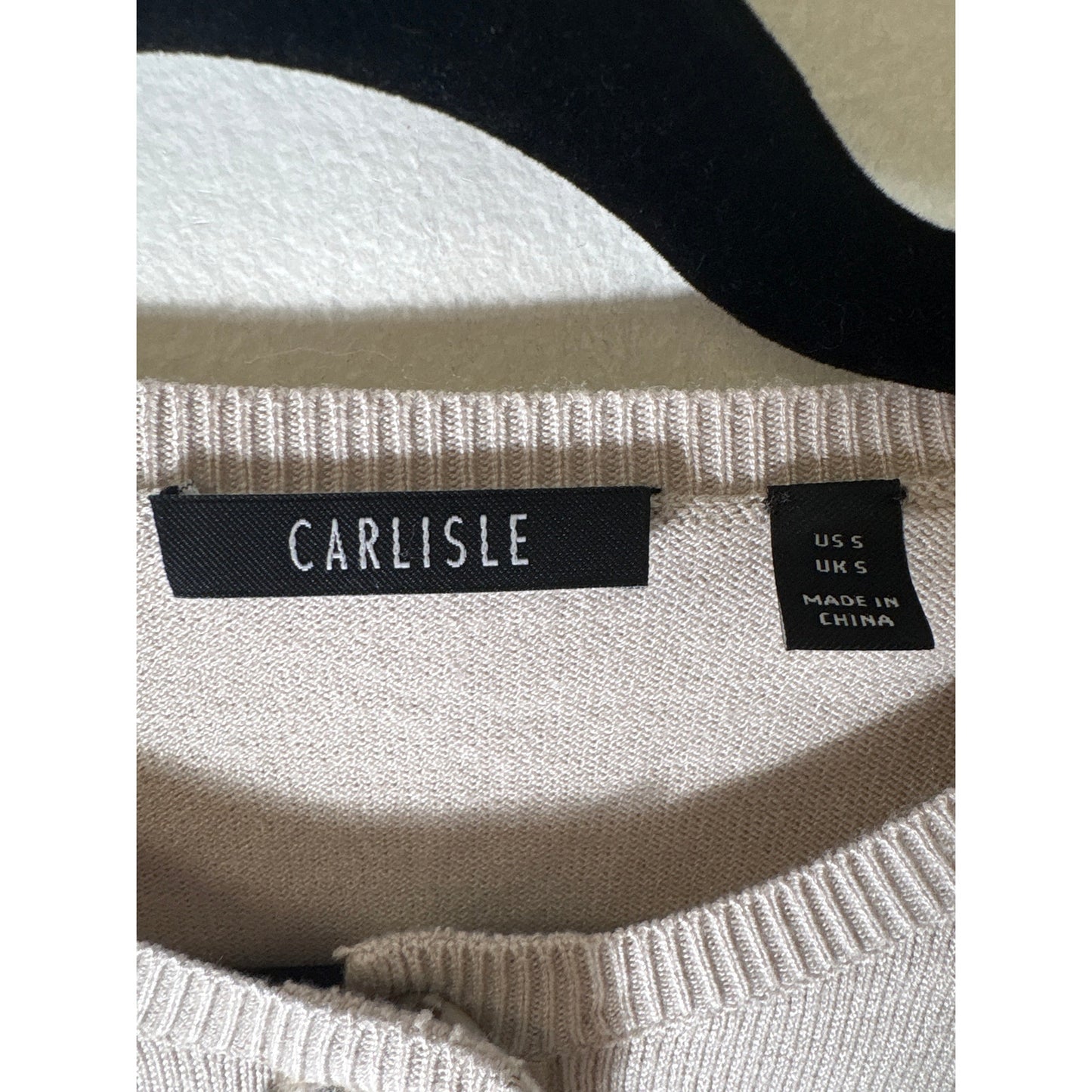 Carlisle Light Tan Cardigan Sweater & Skirt Set With Wool Trim Sz S/4