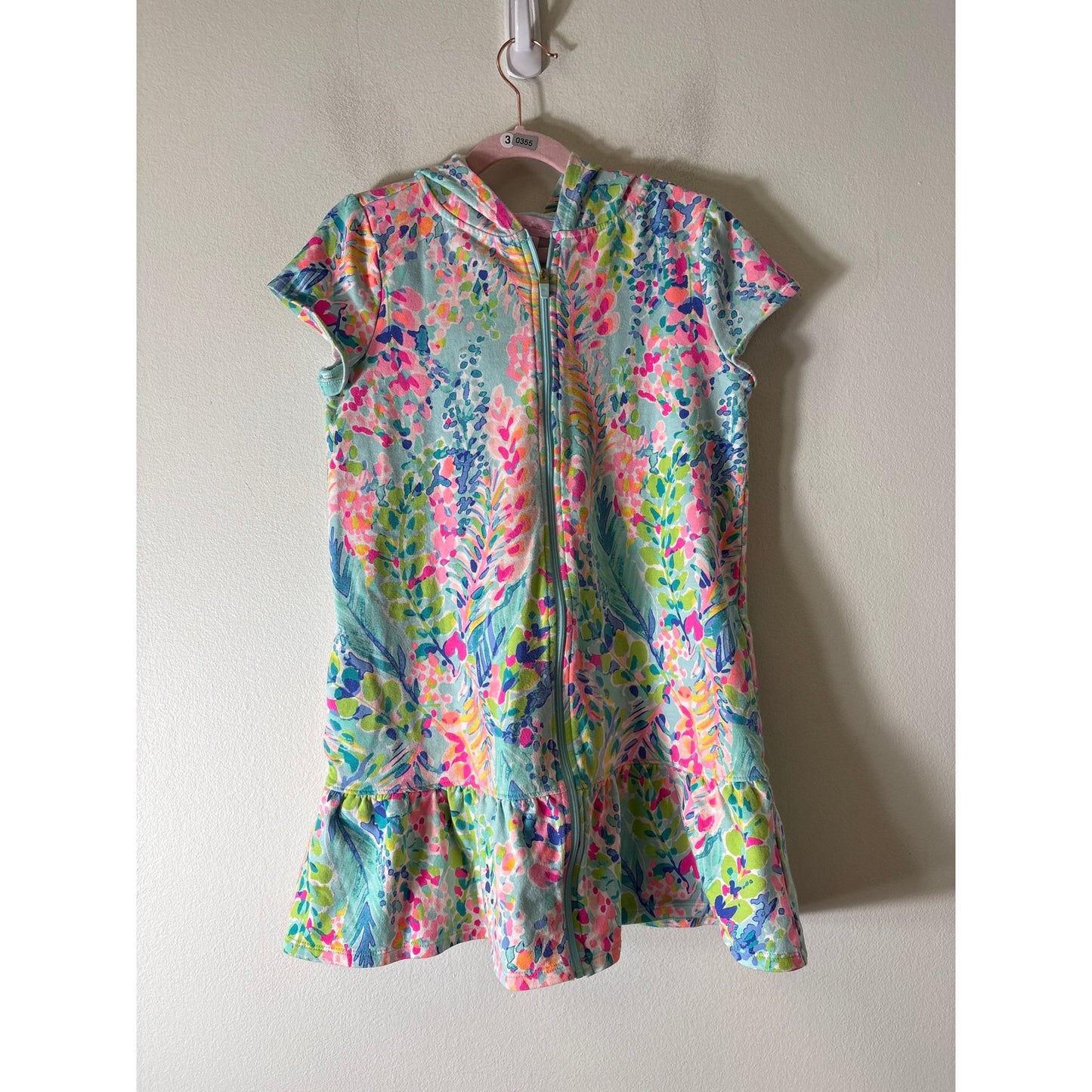 Girls Lilly Pulitzer Multi Color Watercolor Hooded Cover Up Sz L