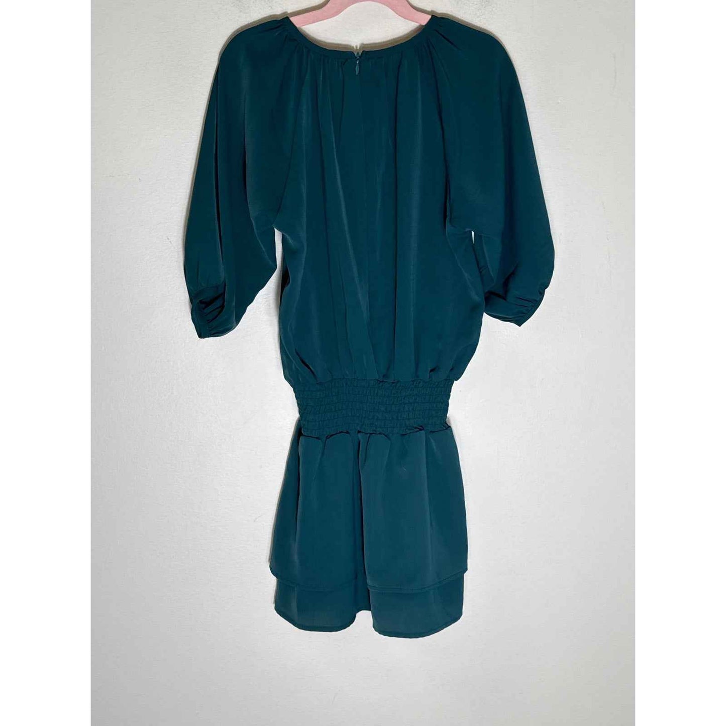 Pleat. Dark Green Long Sleeve Knee Length Dress Sz 8
