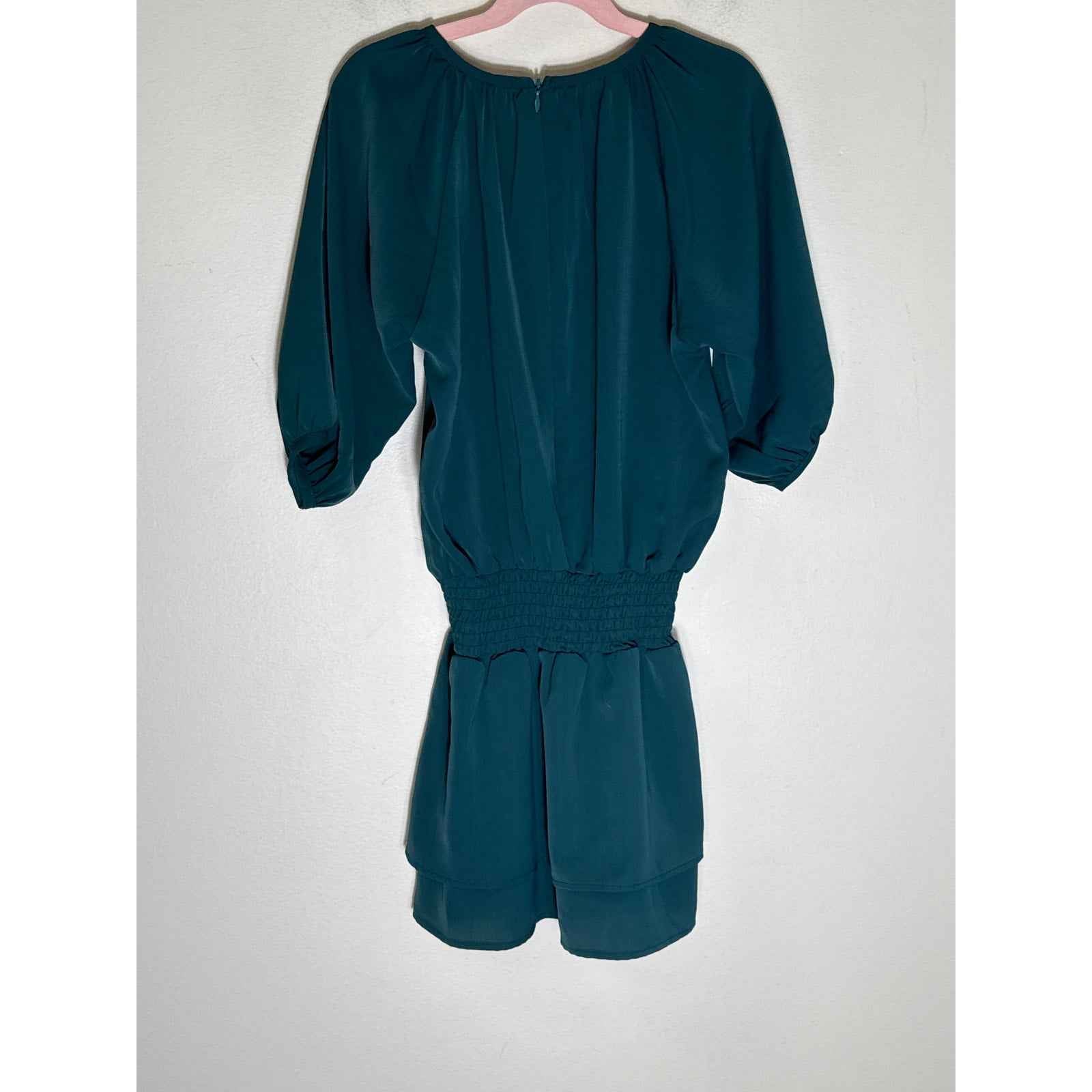 Pleat. Dark Green Long Sleeve Knee Length Dress Sz 8