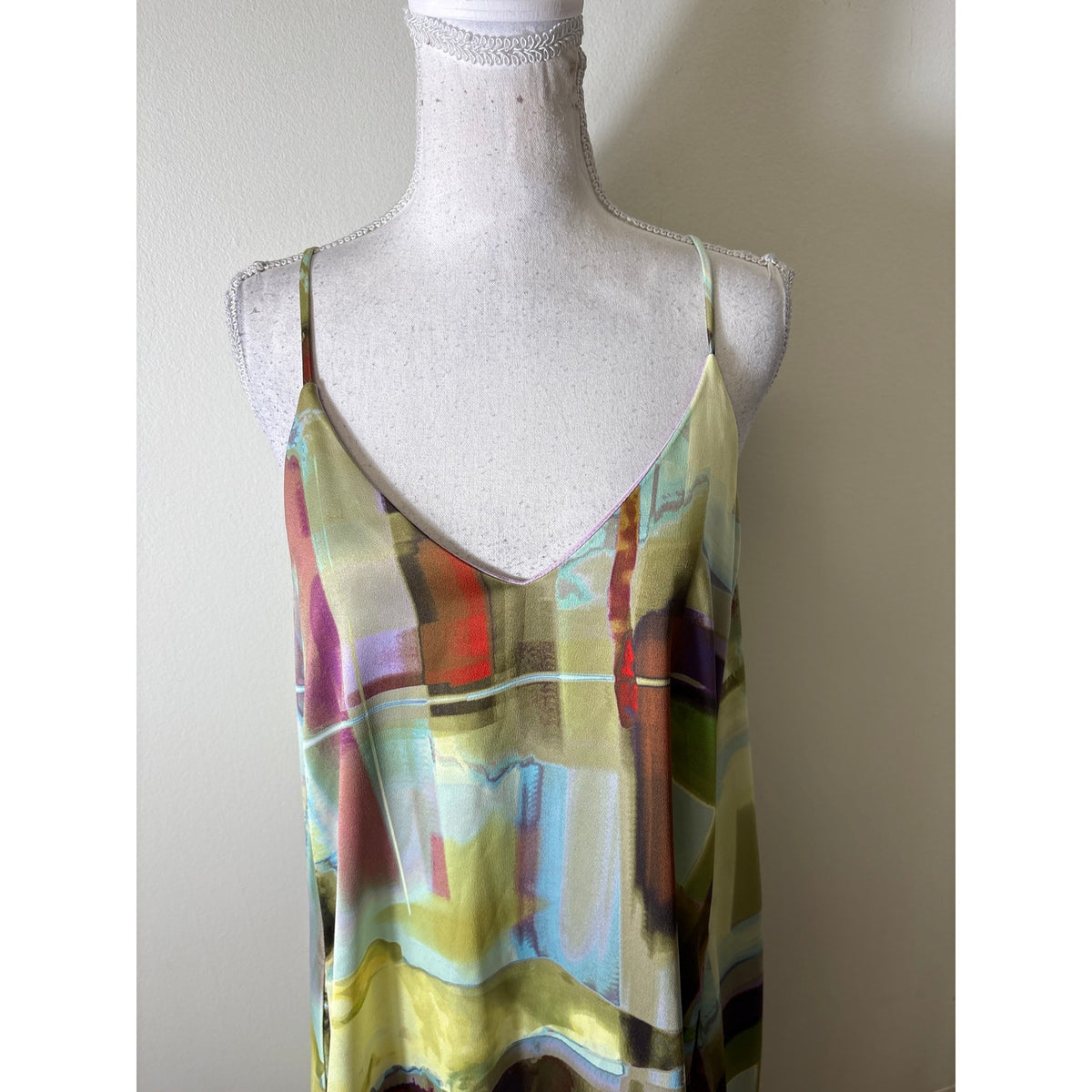 Nicole Miller Multi Color Spaghetti Strap Gown  Sz 6