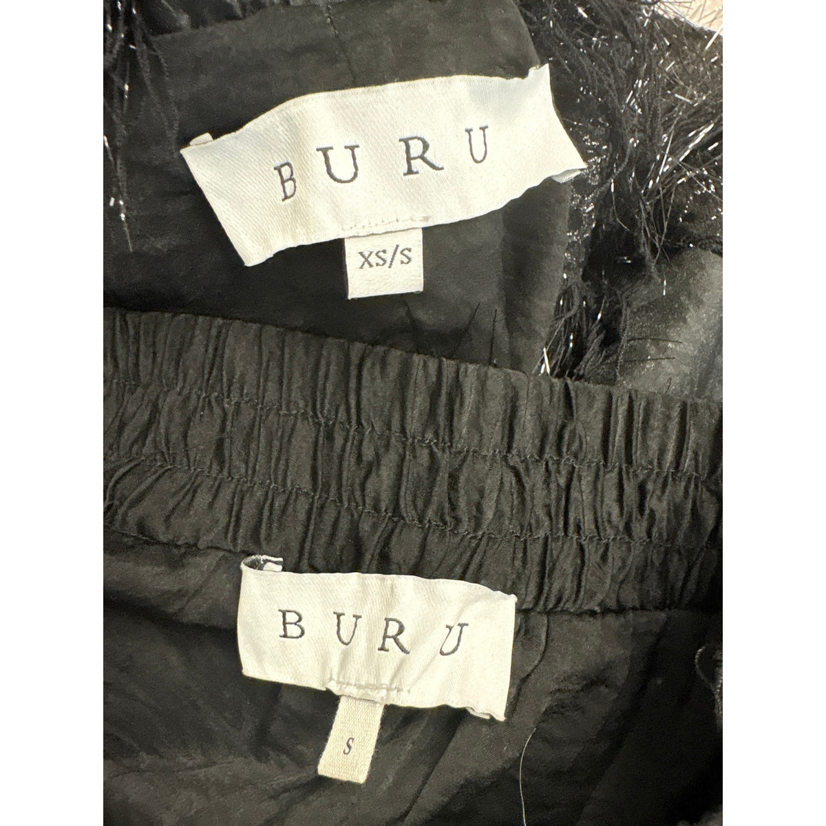 Buru Black  Fringed Car Coat and Skirt Set Sz XS/S