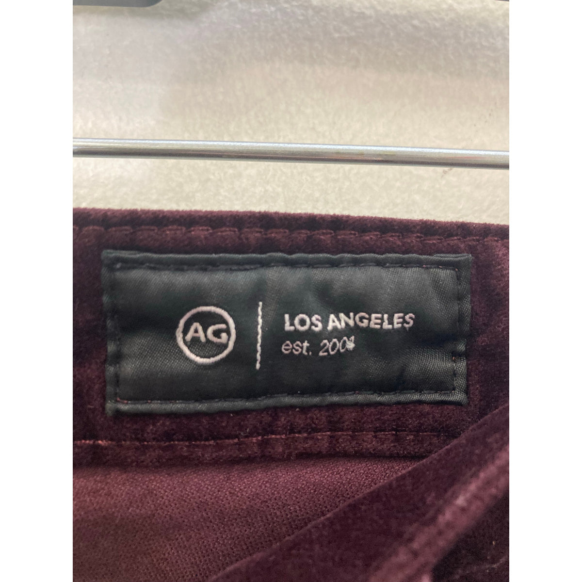 AG Merlot Velvet Mari Mid Rise Slim Straight Pants Sz 27
