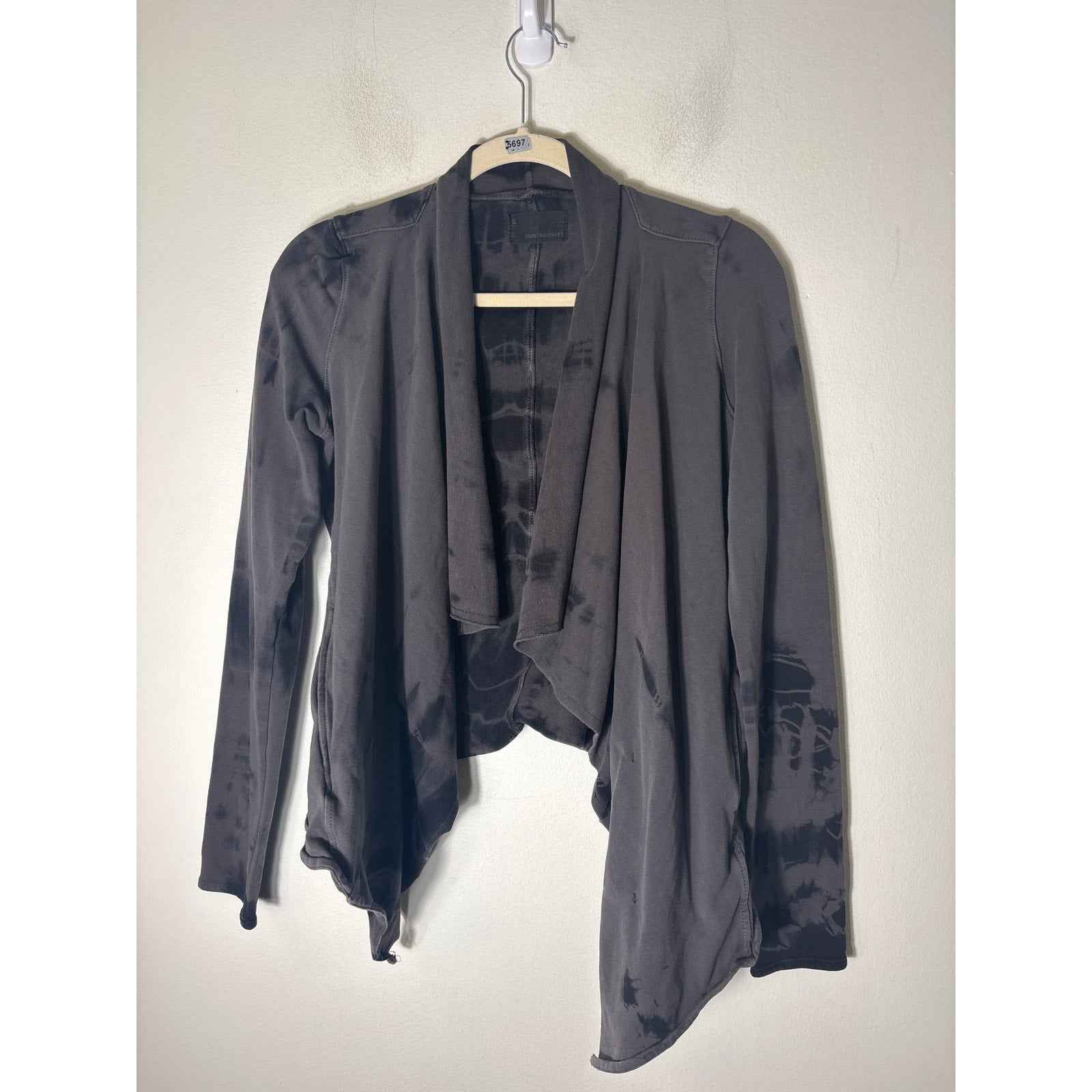 Denimocracy Charcoal Gray Black Tie Dye Long Sleeve Cardigan Sz M