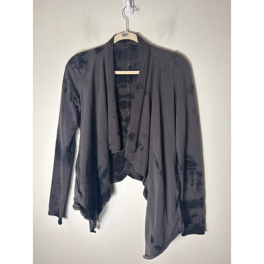 Denimocracy Charcoal Gray Black Tie Dye Long Sleeve Cardigan Sz M