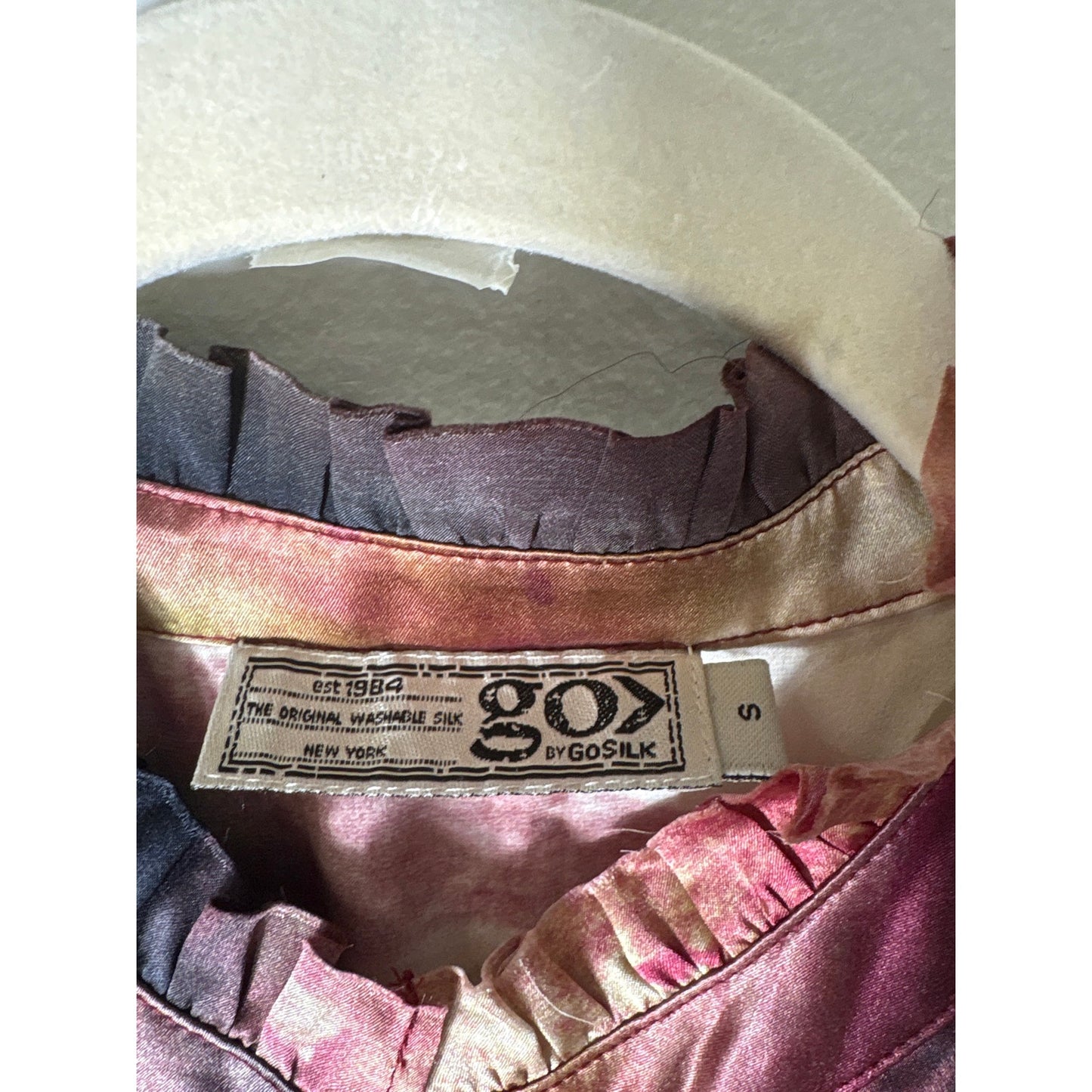Go Silk Gold "Tie Dye" Sleeveless Silk Top Sz S