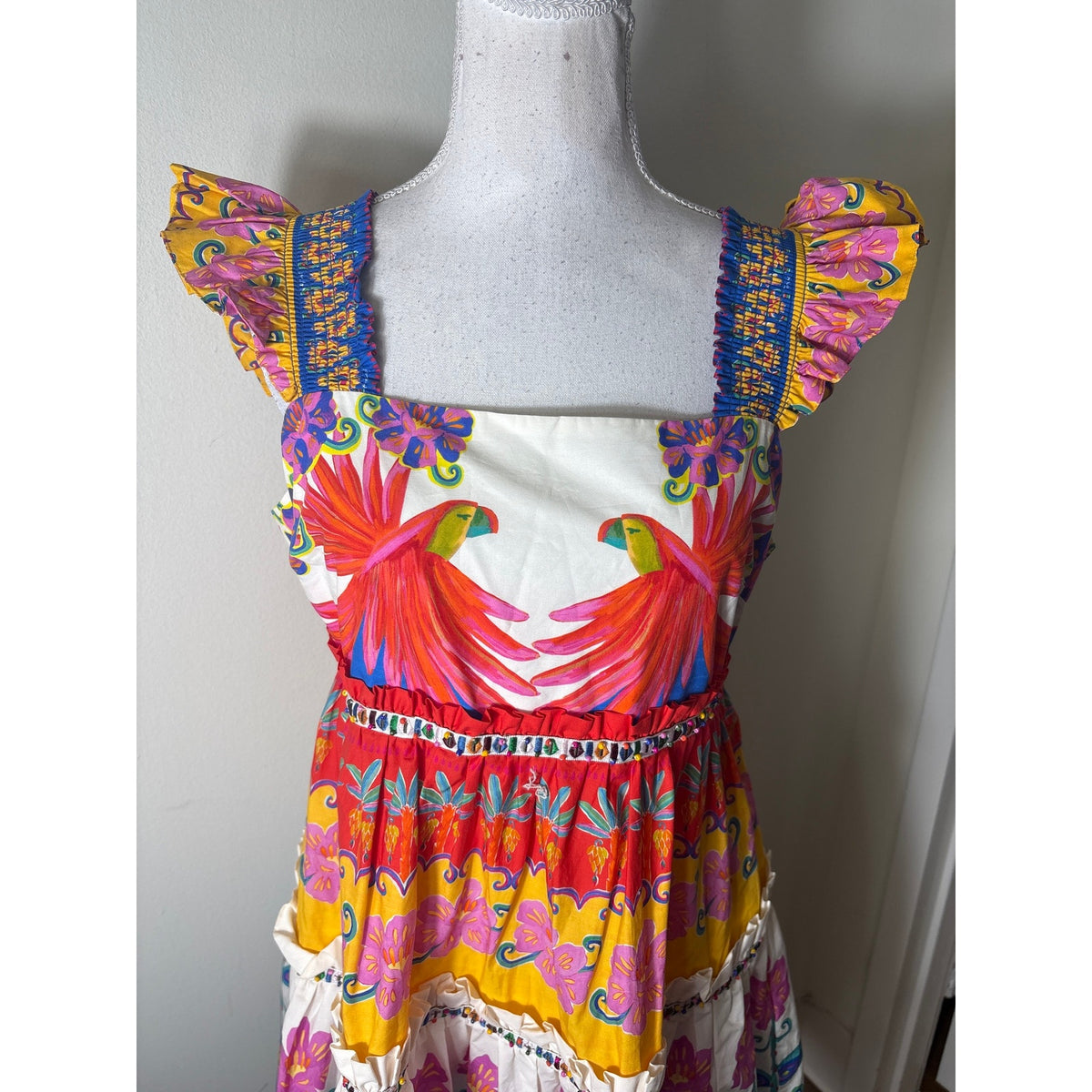 Farm Rio Multicolor Tropical Cotton Sleeveless Mini Dress Sz M