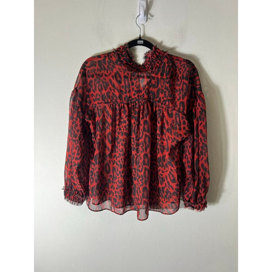 Zara Orange Black Leopard Top Size XS