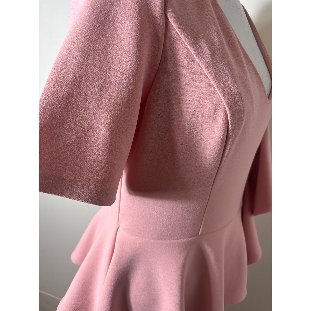 Badgley Mischka Blush Pink Half Sleeve Floor Length Ruffle Gown Sz 6
