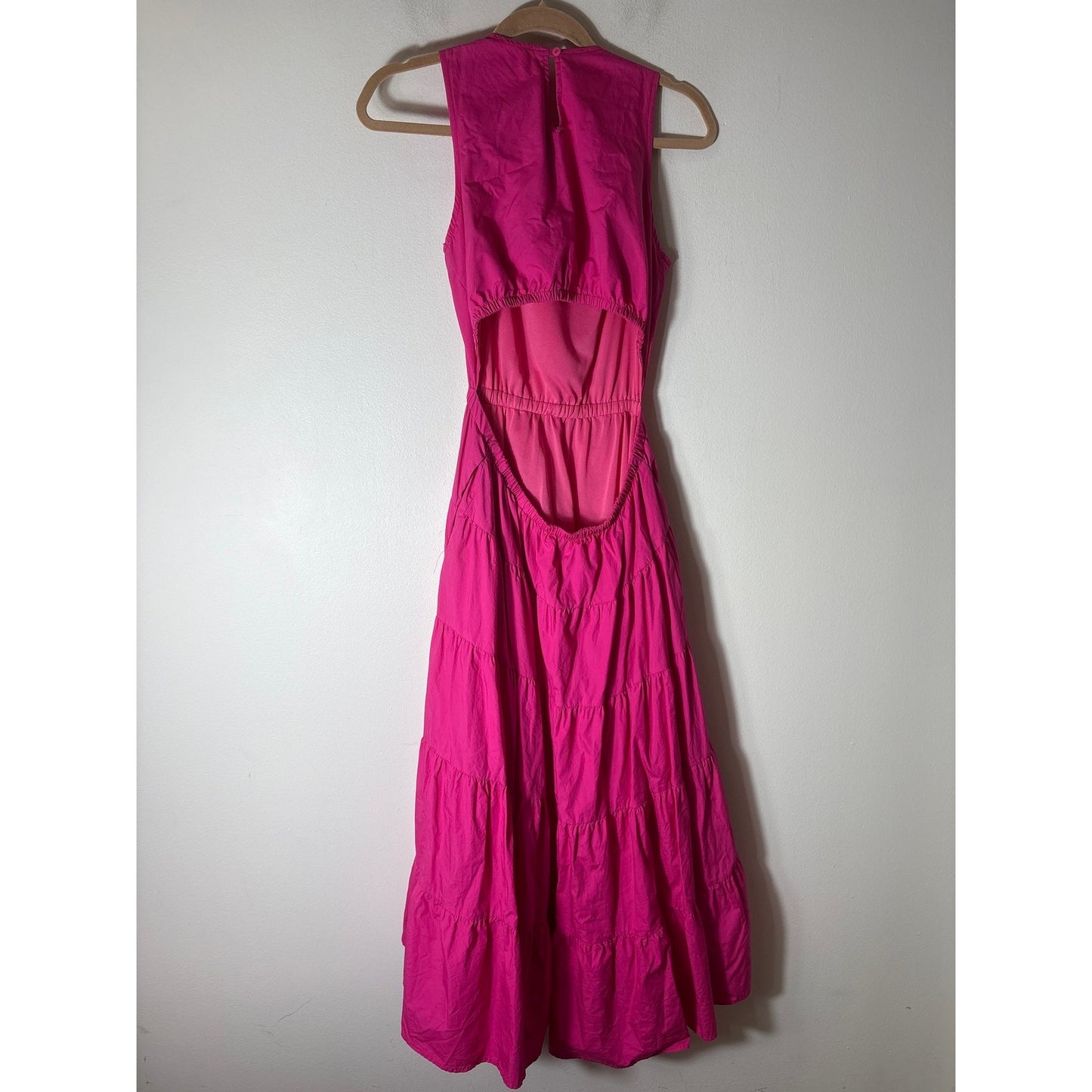 &merci Hot Pink Sleeveless Open Back Tierd Maxi Dress Sz S
