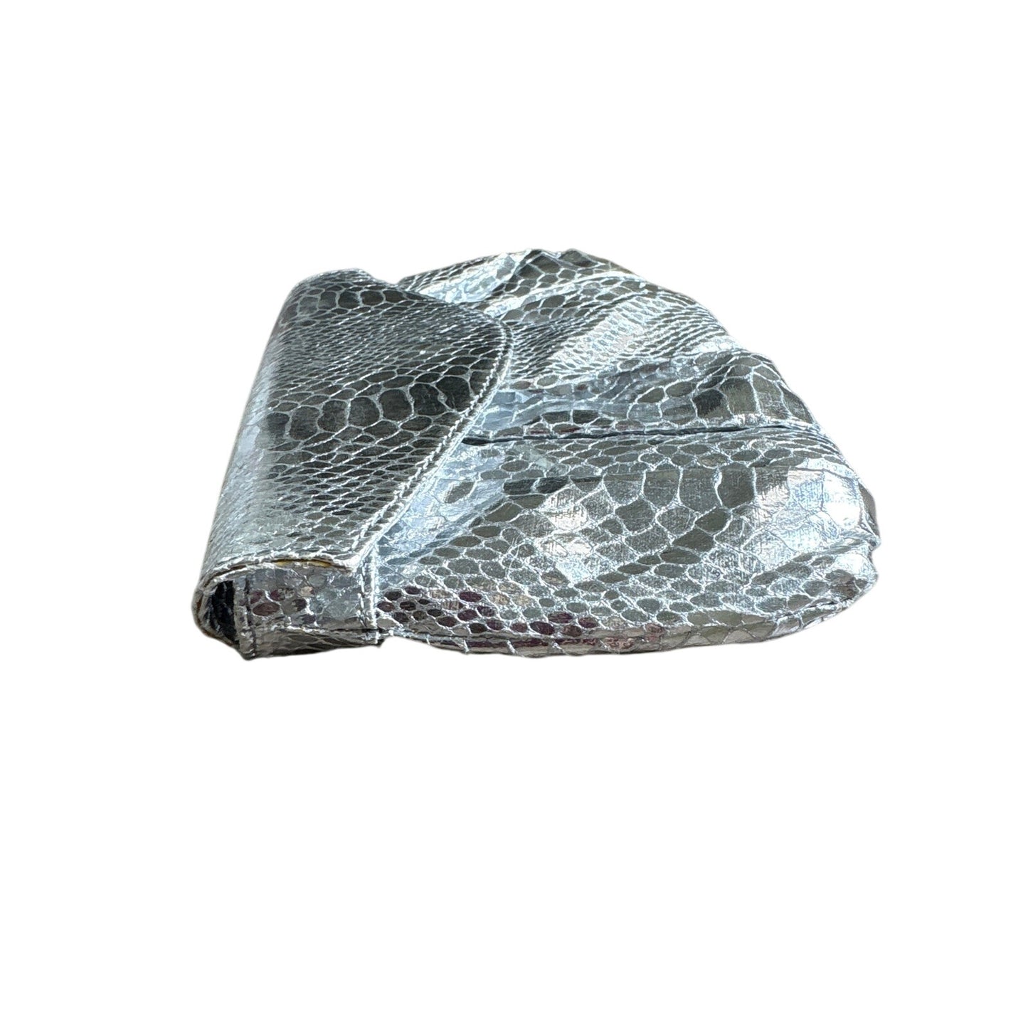 Carlos Falchi Silver Snake Skin Crossboy bag/Clutch Purse Sz 10"x6"