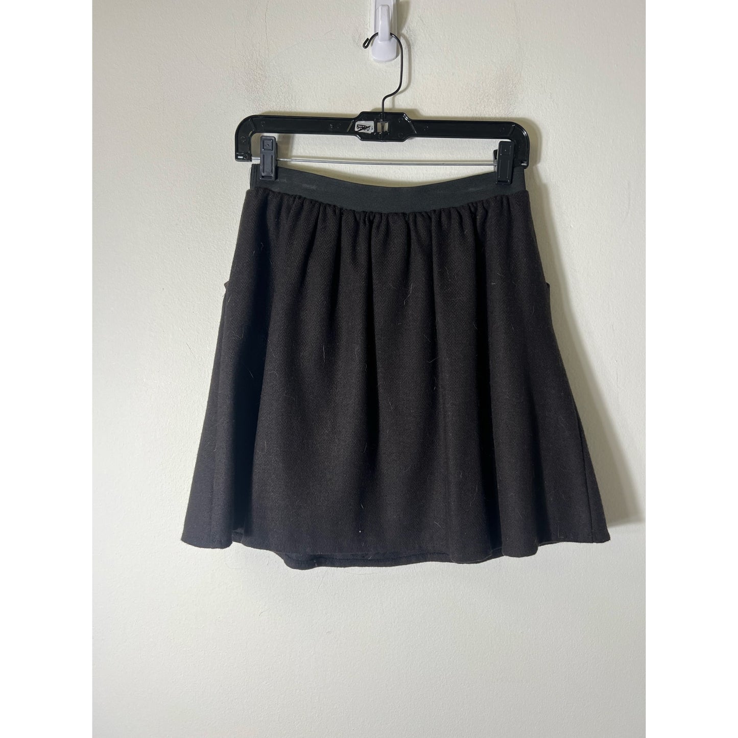 Prairie New York Dark Brown A-Line Wool Skirt Sz M