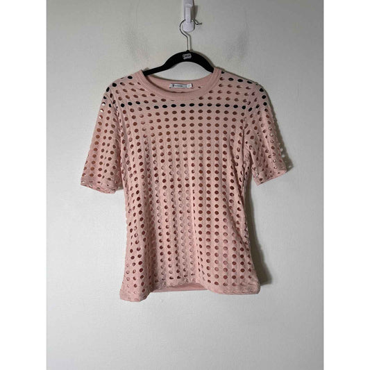 T by Alexander Wang Blush Pink Short Sleeve Circle Cut Out Top Sz S
