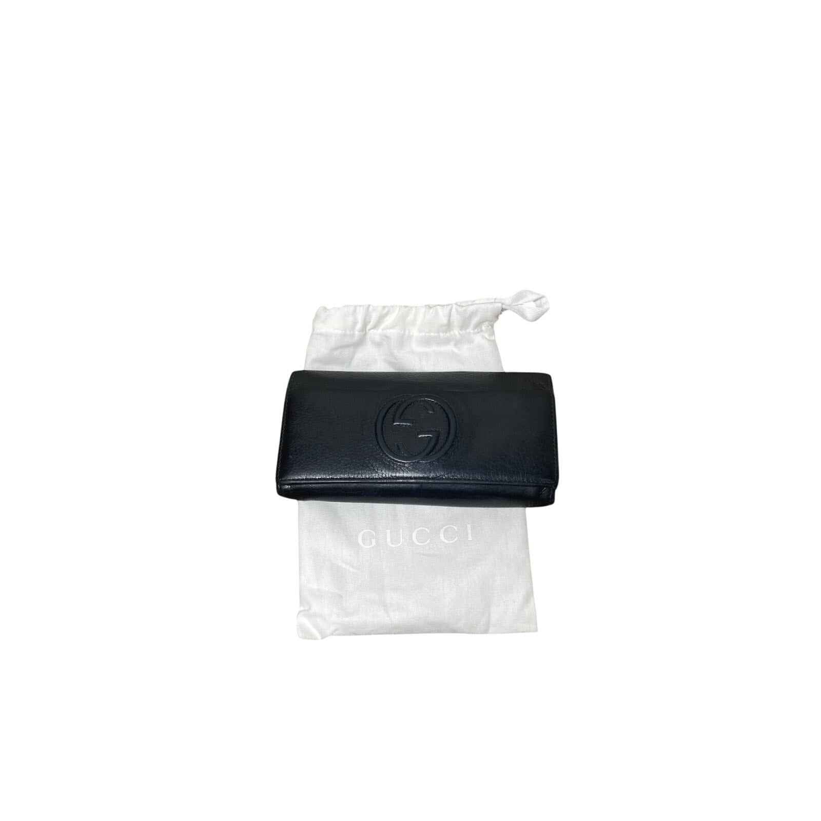 Gucci Black Leather Snap Closure Wallet with Dust Bag