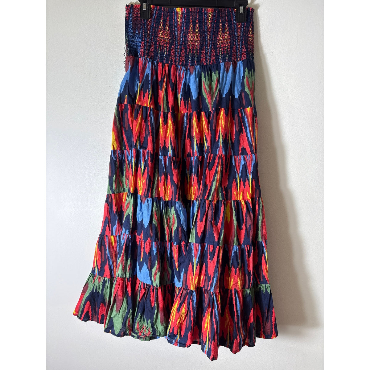 La Plage Primary Color Ikat Tiered Skirt Sz M