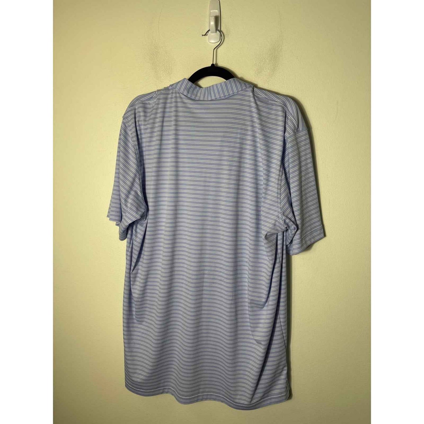 Mens Peter Millar Blue and Double White Striped Polo Shirt Sz XL