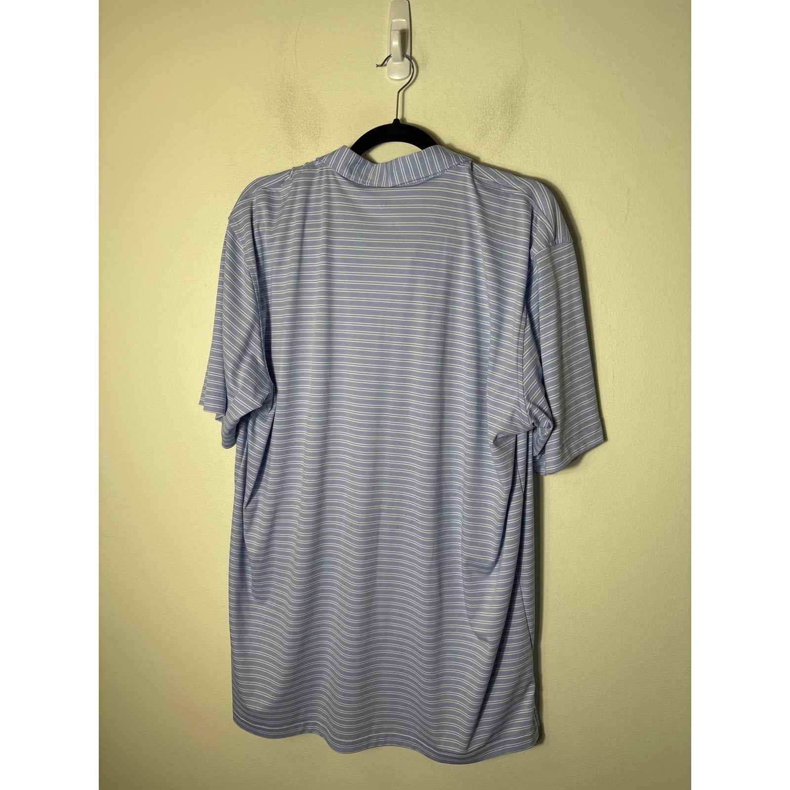 Mens Peter Millar Blue and Double White Striped Polo Shirt Sz XL