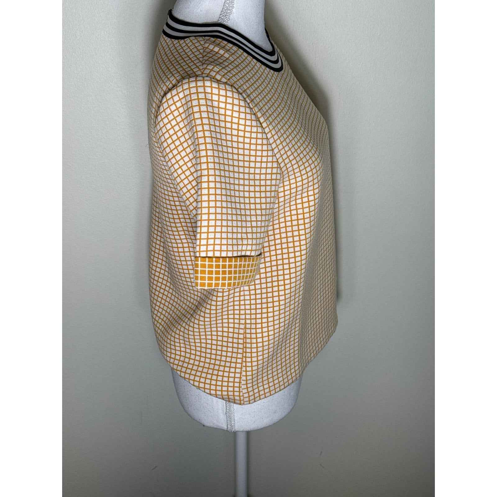 Buru Yellow Windowpane Short Sleeve Top Sz S