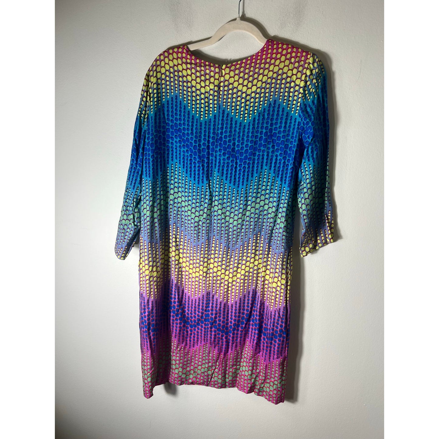 Vilagallo Multi Color Dot 3/4 Sleeve Shift Dress Sz 44