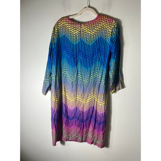 Vilagallo Multi Color Dot 3/4 Sleeve Shift Dress Sz 44