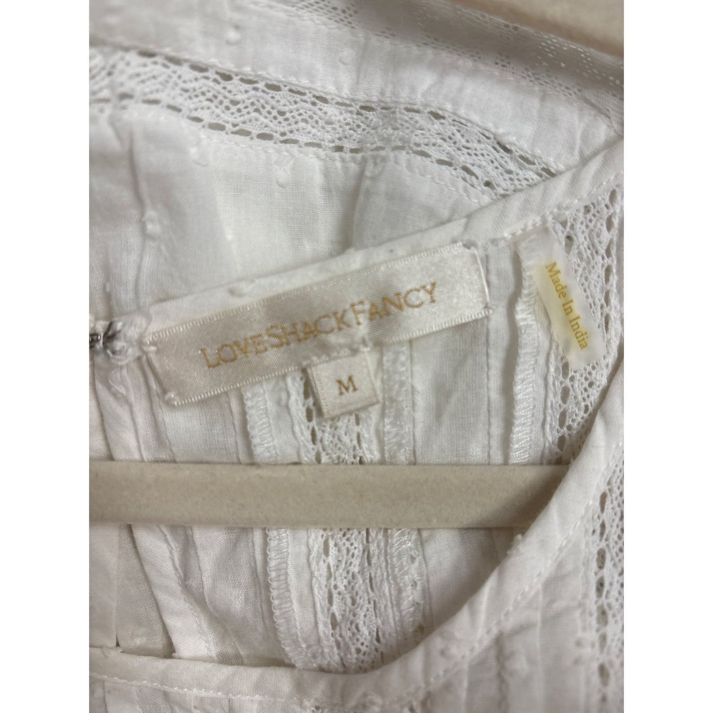 Love Shack Fancy Short Sleeve Cotton Ruffle Dress Sz M