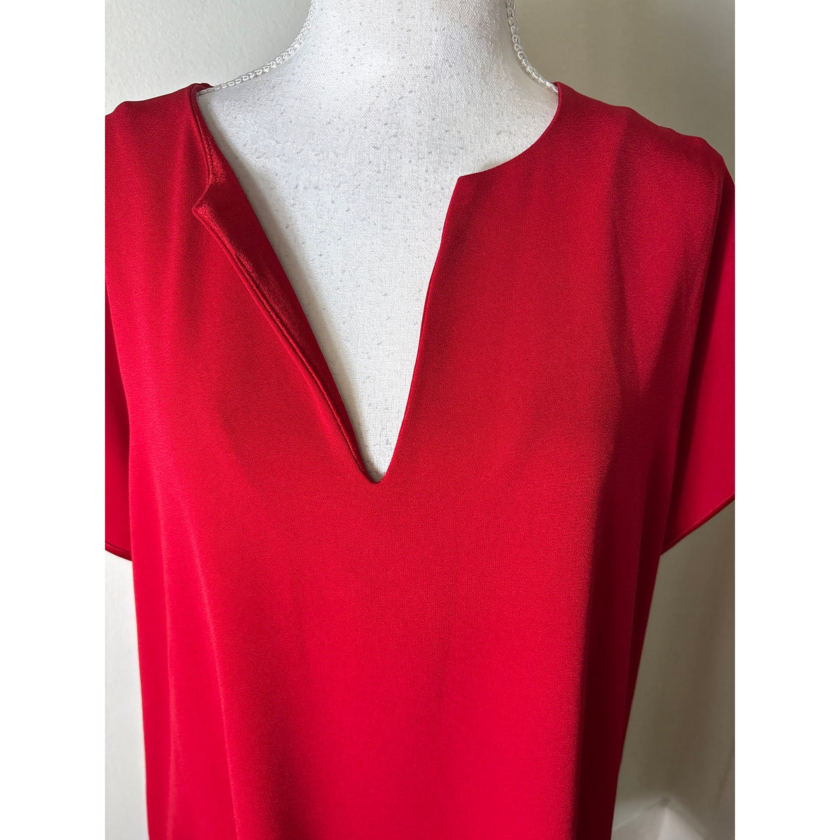 Diane von Furstenberg Classic Red Cap Sleeve V-Neck Dress Sz M