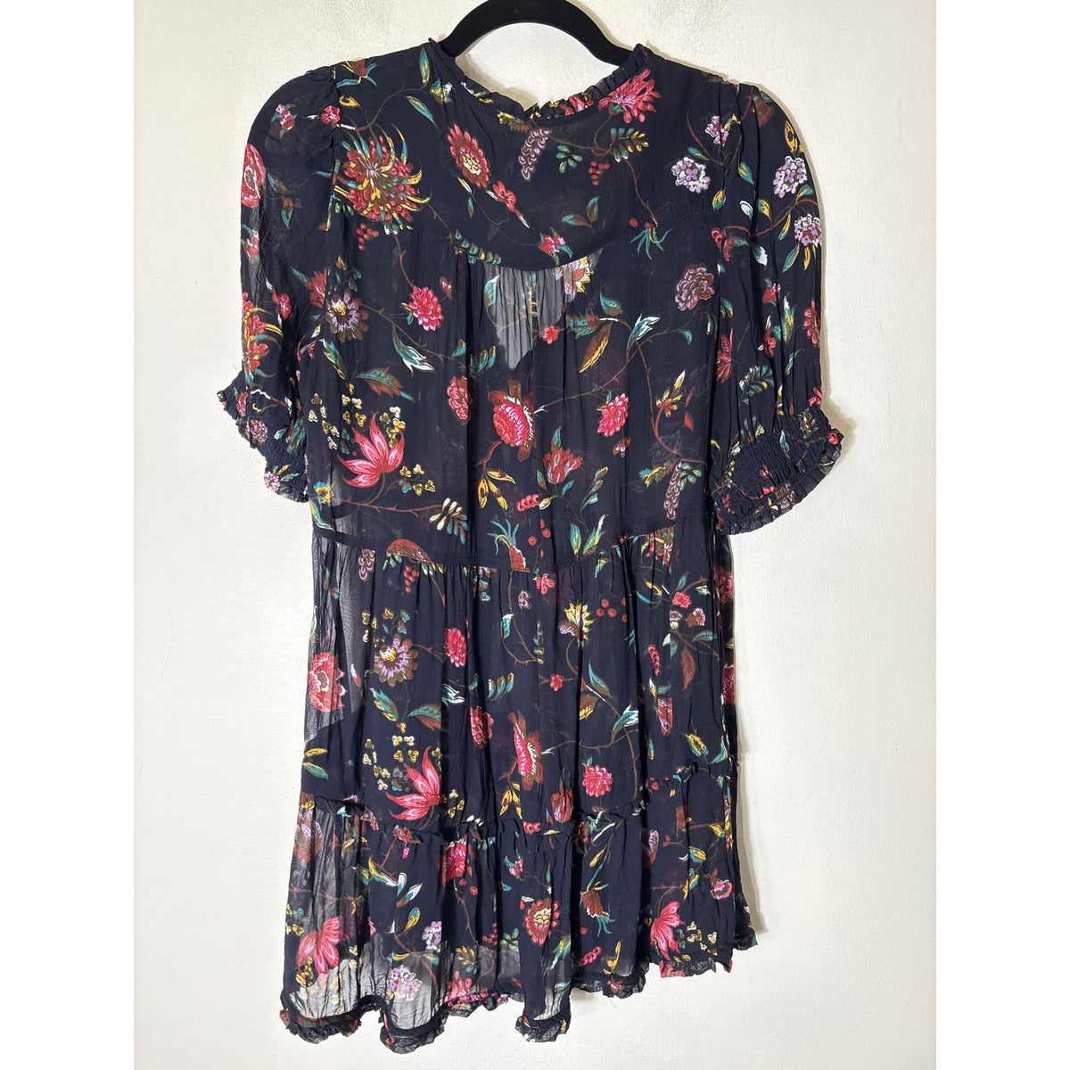 Anthropologie Navy Floral Baby Doll Dress Sz S