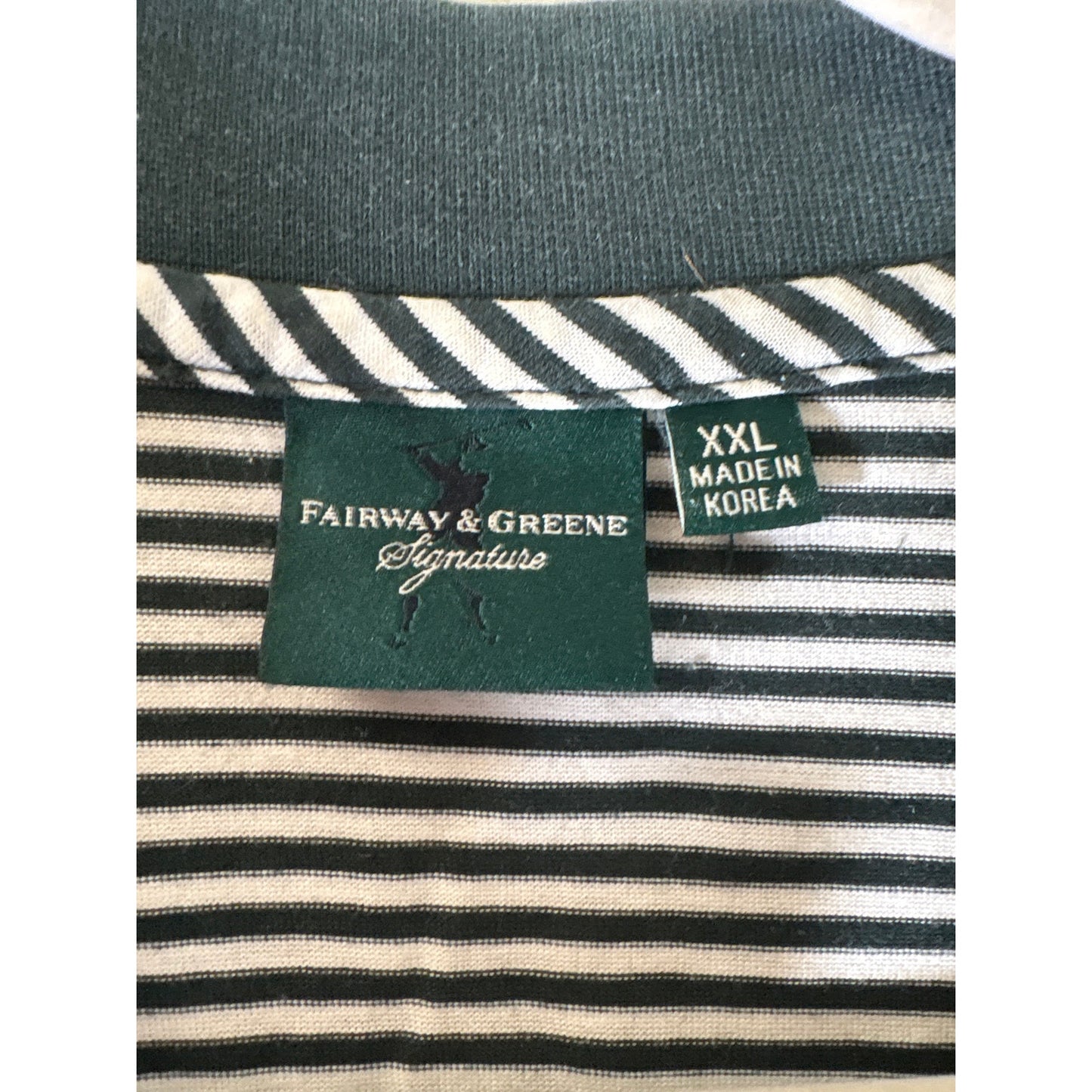 Mens Fairyway & Greene Black and Whte Stripe Polo Sz XXL