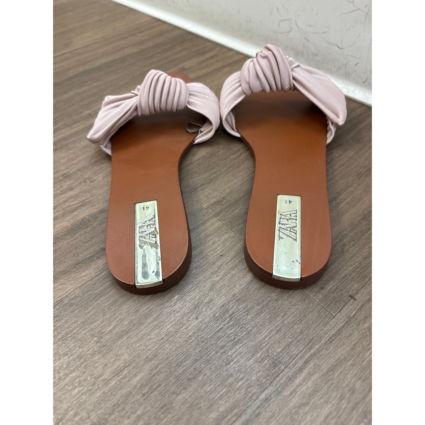 Zara Light Pink Bow Slides Sz 10.5