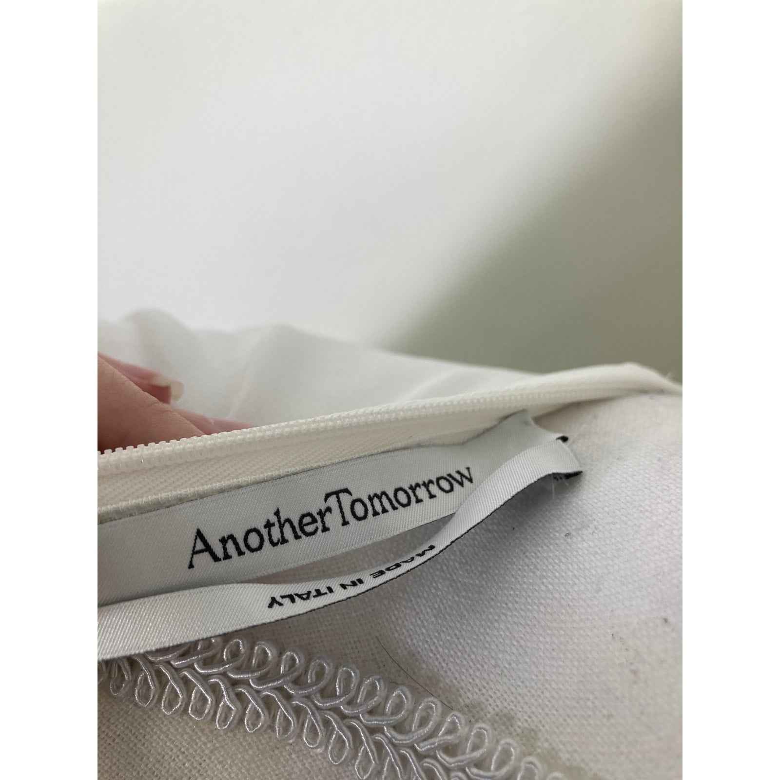 NWT Another Tomorrow Off White "Shirred Long Sleeve Top" Sz 44