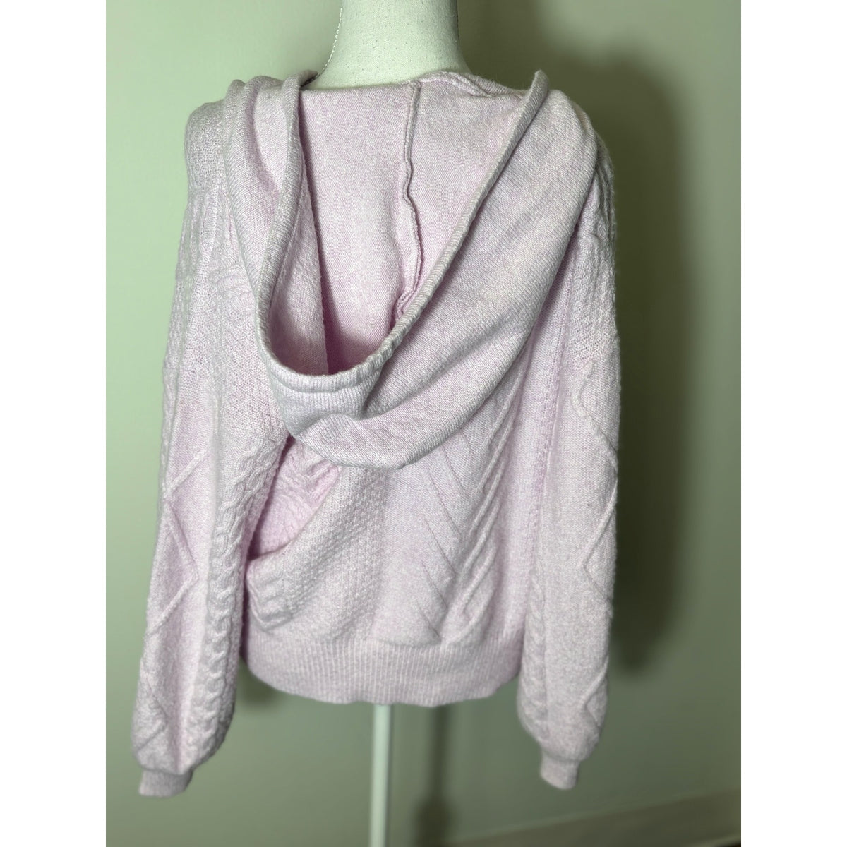 Central Park West Lillac Pullover Cable Sweater Hoodie Sz M