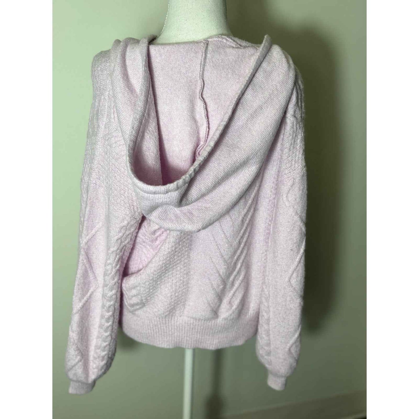 Central Park West Lillac Pullover Cable Sweater Hoodie Sz M