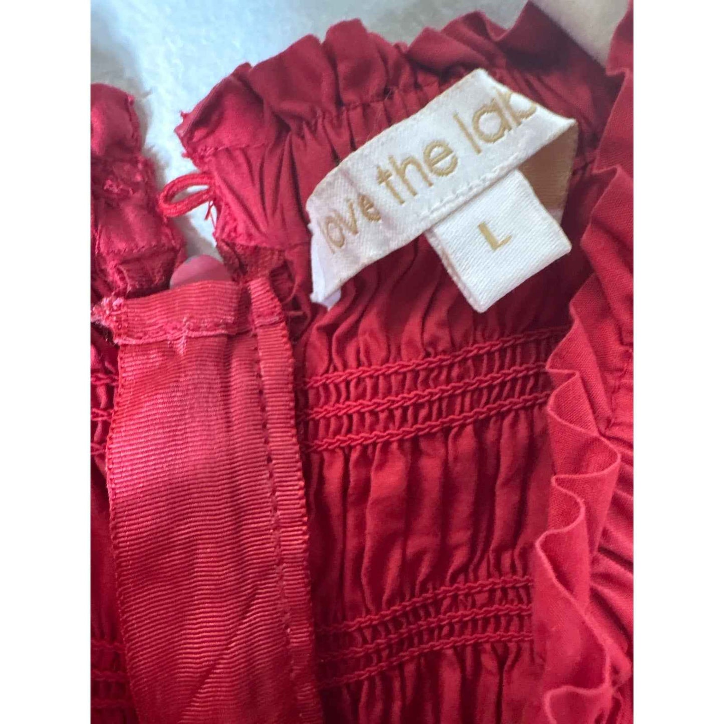 Love the Lable Red Flutter Sleeve Smocked Cotton Knee Length Dress Sz 5/25
