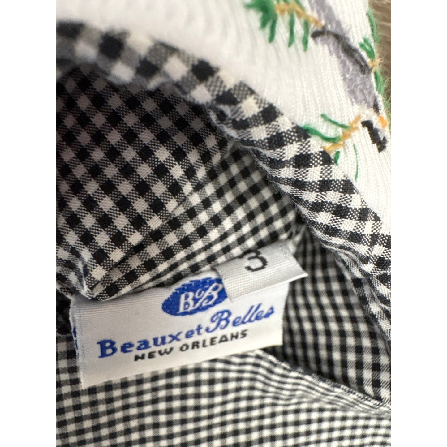 Girls Vintage Beaux et Belles Black and white check smocked Top w Cardinals sz 3