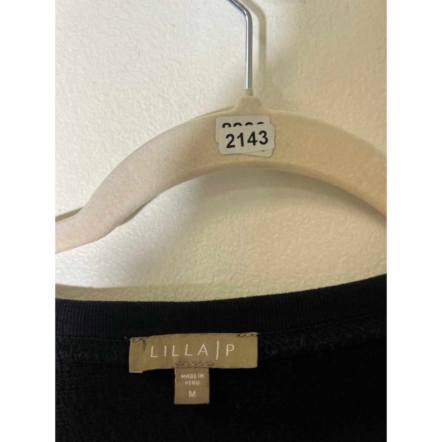 Lilla P Black V-Neck Short Sleeve Raw Hem Sz S