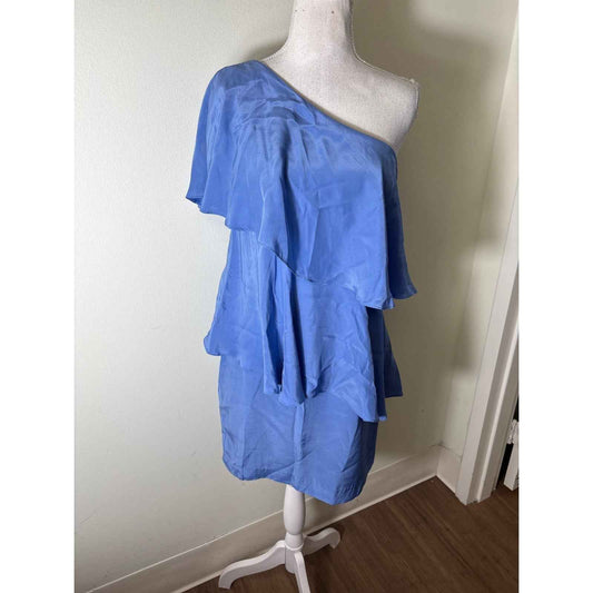 Annie Griffin Periwinkle One Shoulder Layered Ruffle Dress Sz 4