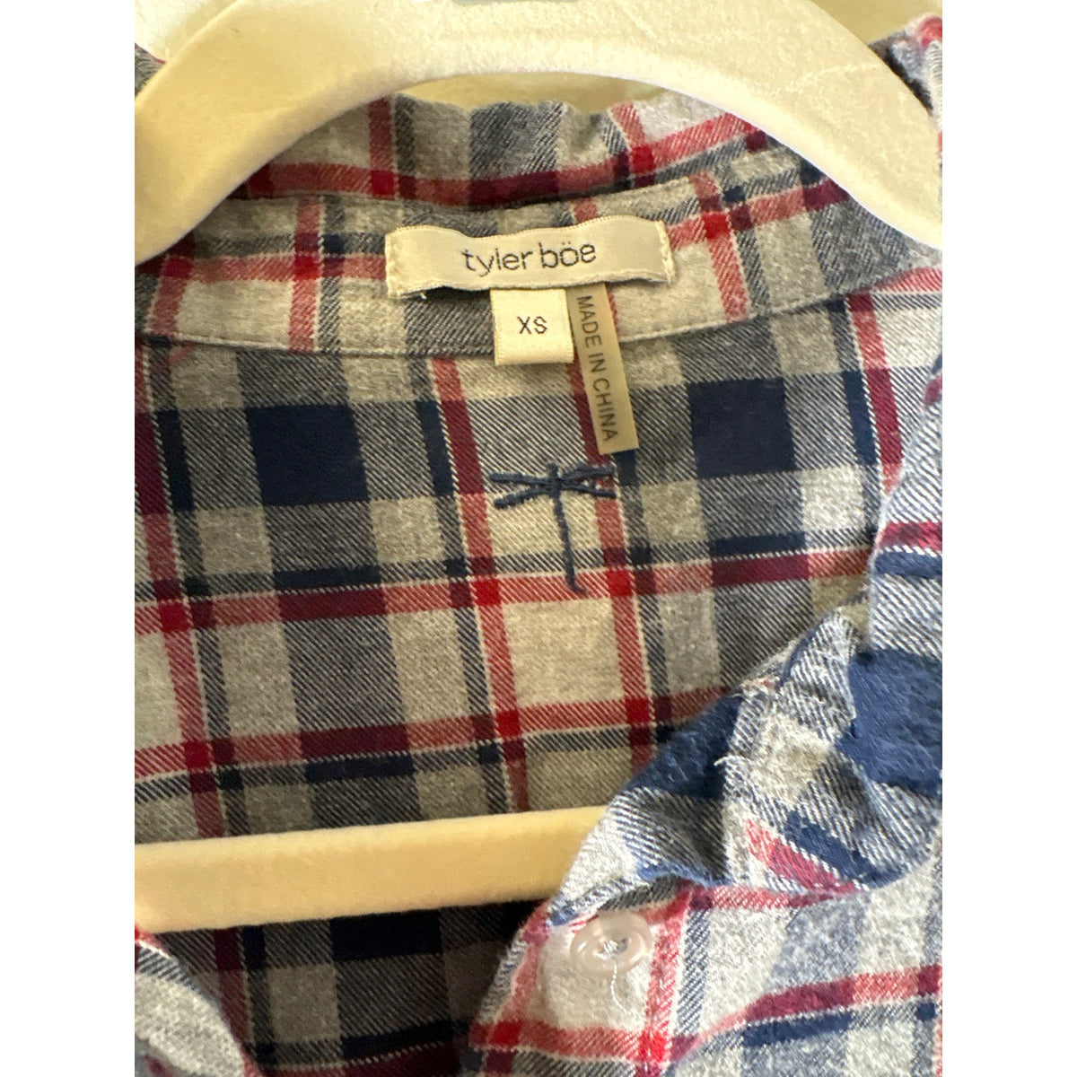 Tyler Boe Red Navy Plaid Flannel Button Up Shirt Sz XS