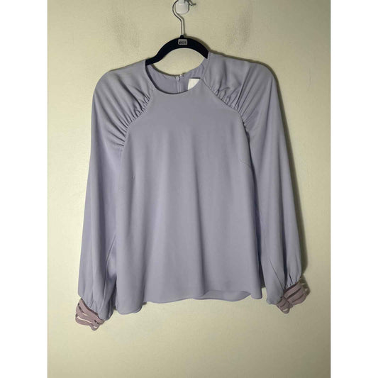 Prose&Poetry Light Lavender Long Sleeve Rouched Shoulder Blouse Sz S