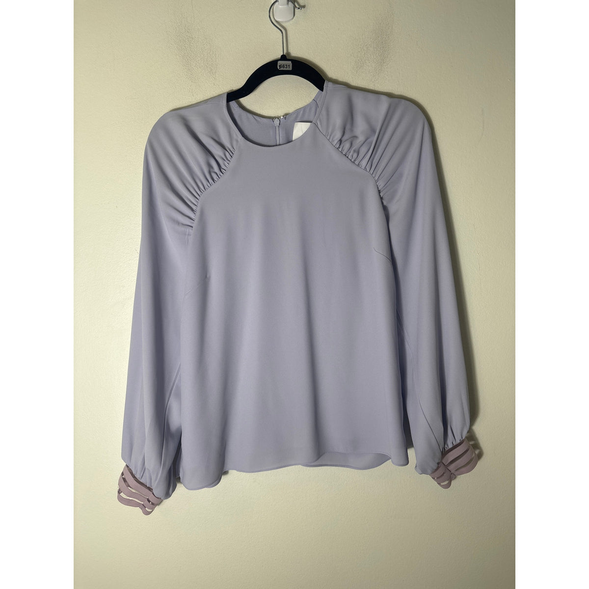 Prose&Poetry Light Lavender Long Sleeve Rouched Shoulder Blouse Sz S
