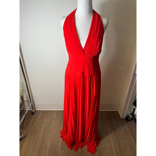 Halston Red Halter Formal Gown Sz 4