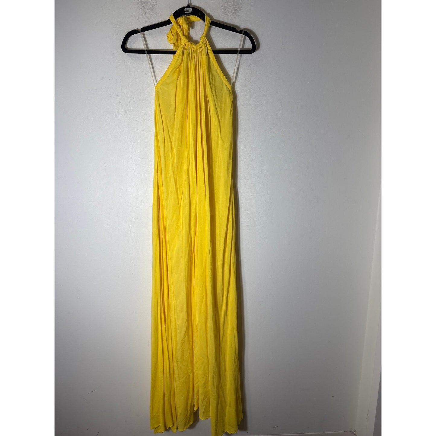 Elan Bright Yellow Backless Halter Maxi Dress Sz S